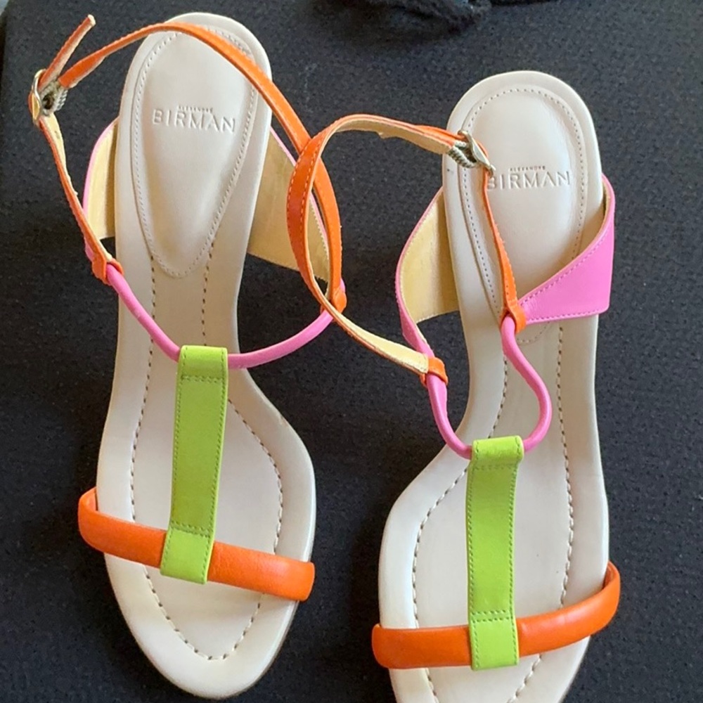 Alexandre Birman Orange Pink Strappy Sandals size 37.5